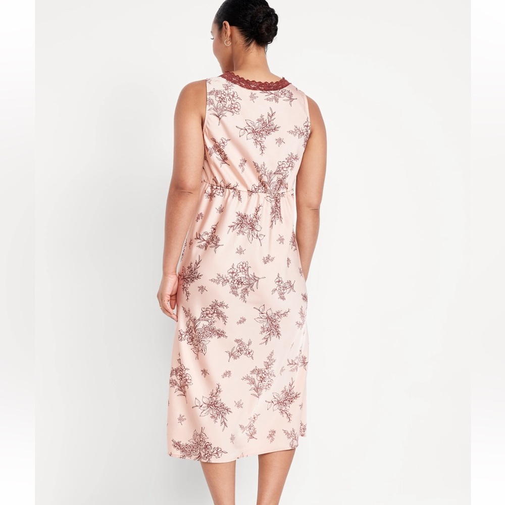 🏖️10 items for $20☀️ Old Navy V neck Floral Lace Trim Midi Dress - Picture 3 of 8